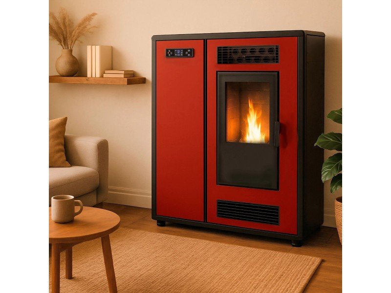 Sannover Luft-Pelletofen Slim Astral 12,2 kW Bordeaux