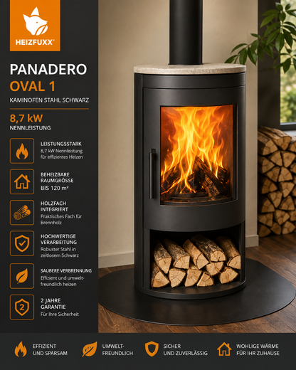 Panadero Oval 1 Kaminofen Stahl Schwarz 8,7 kW