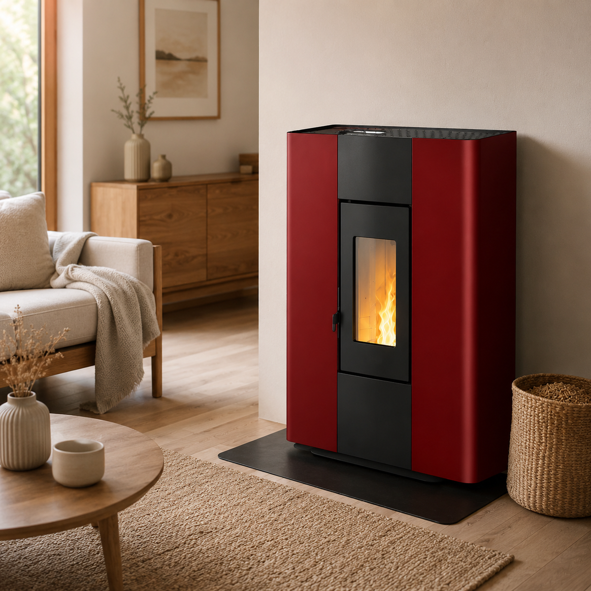 Freepoint Pelletofen Roxy Stand Stahl Bordeaux 7 kW