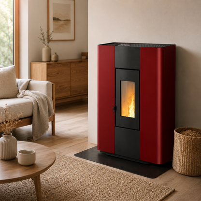 Freepoint Pelletofen Roxy Stand Stahl Bordeaux 7 kW