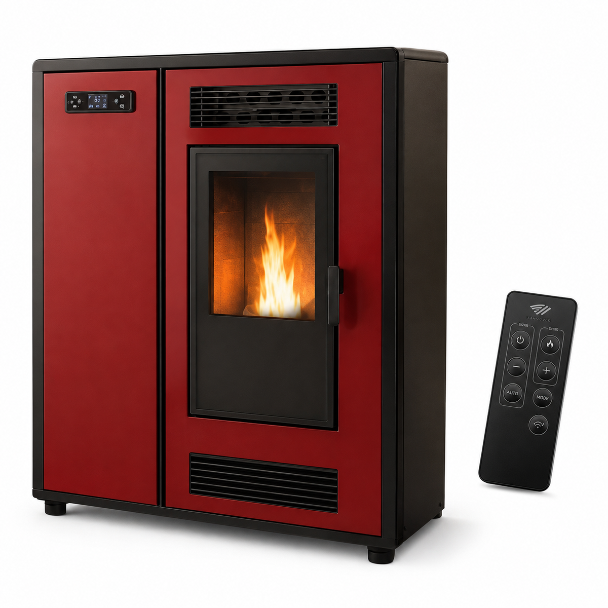 Sannover Luft-Pelletofen Slim Astral 12,2 kW Bordeaux