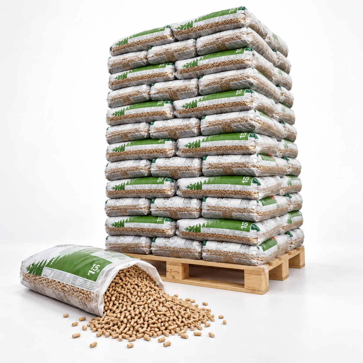 DIN Pellets Holzpellets – 65 × 15 kg Palette – 100 % Nadelholz, DINplus