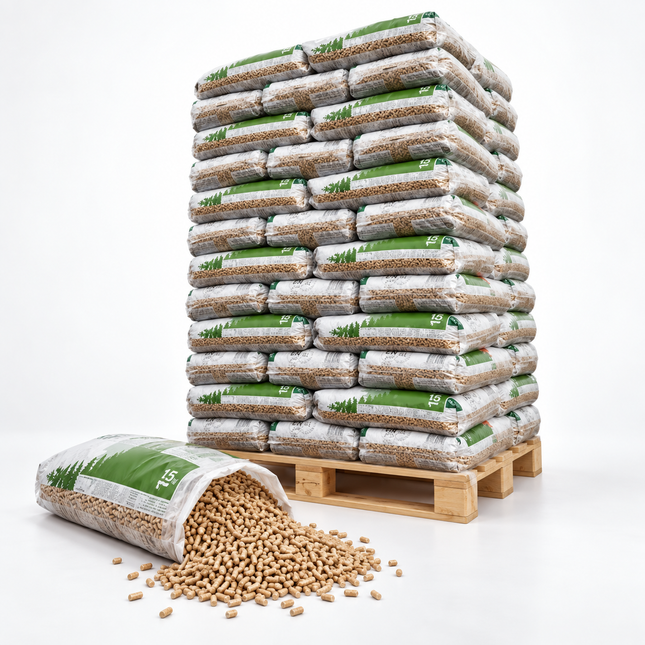 DIN Pellets Holzpellets – 65 × 15 kg Palette – 100 % Nadelholz, DINplus