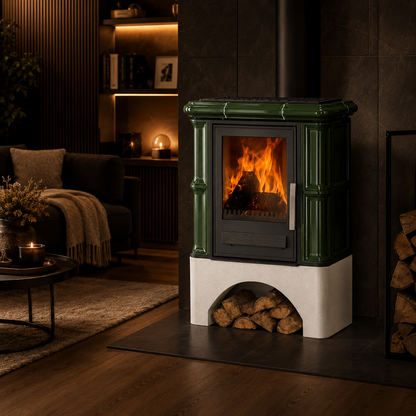 Justus Bavaria Kaminofen Keramik Grün 7 kW