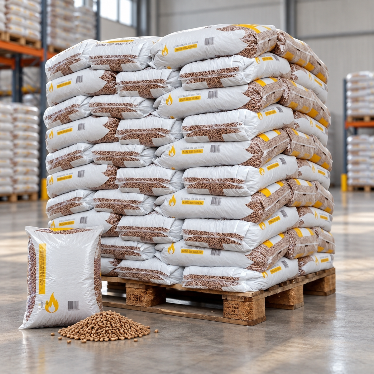 SunPower Holzpellets – 70 × 15 kg Palette – 100 % Nadelholz, ENplus A1 & DINplus & NF
