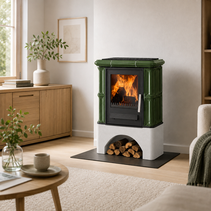 Justus Bavaria Kaminofen Keramik Grün 7 kW