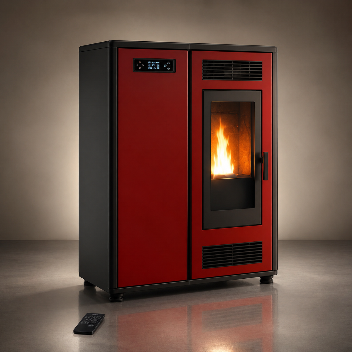 Sannover Luft-Pelletofen Slim Astral 12,2 kW Bordeaux
