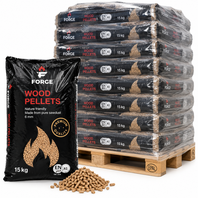 WOODSTOCK Holzpellets – 70 × 15 kg Palette – 100 % Nadelholz, DINplus
