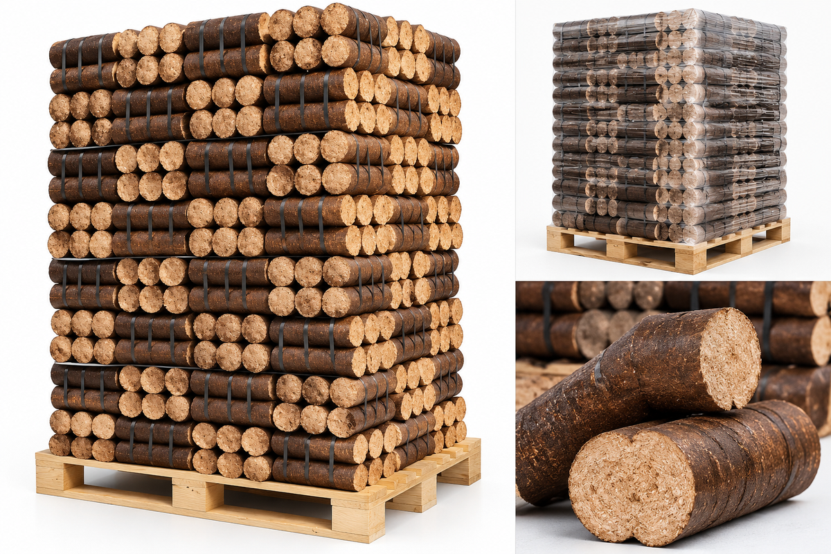 Woodstock Pressholzbriketts – Palette mit 8 × 84 Briketts – hohe Heizleistung