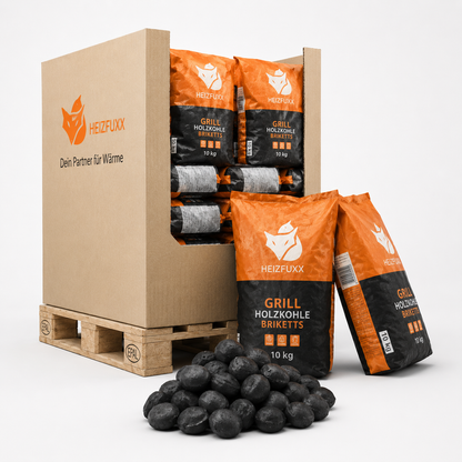 Heizfuxx Grillbriketts 10kg x 20 Sack 200kg Palette