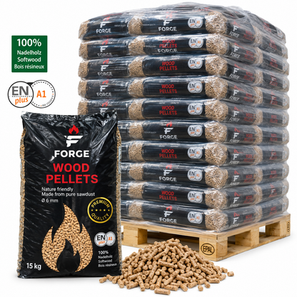 WOODSTOCK Holzpellets – 70 × 15 kg Palette – 100 % Nadelholz, DINplus