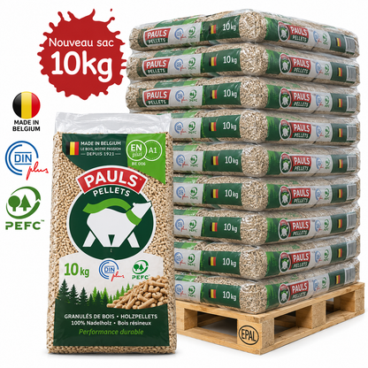 PAULS Holzpellets – 35 × 15 kg Halbpalette (525 kg) – 100 % Nadelholz