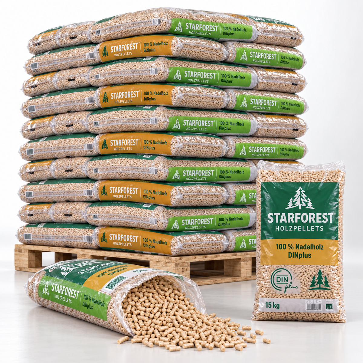 Starforest Holzpellets – 70 × 15 kg Palette – 100 % Nadelholz, DINplus