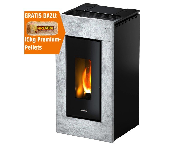 Freepoint Pelletofen Acce Stahl Naturstein 7 kW