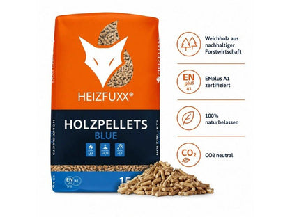 Heizfuxx Holzpellets Blue 15kg x 65 Sack 975kg Palette