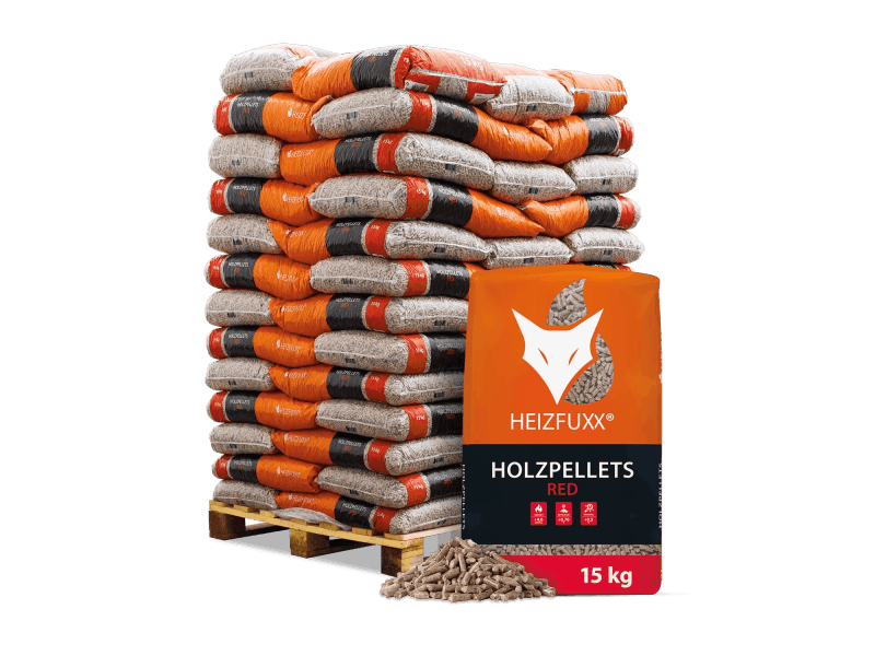 Heizfuxx Red ENplus A1 Holzpellets Hartholz 15kg x 65 Sack 975kg Palette