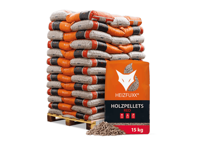 Heizfuxx Red ENplus A1 Holzpellets Hartholz 15kg x 65 Sack 975kg Palette