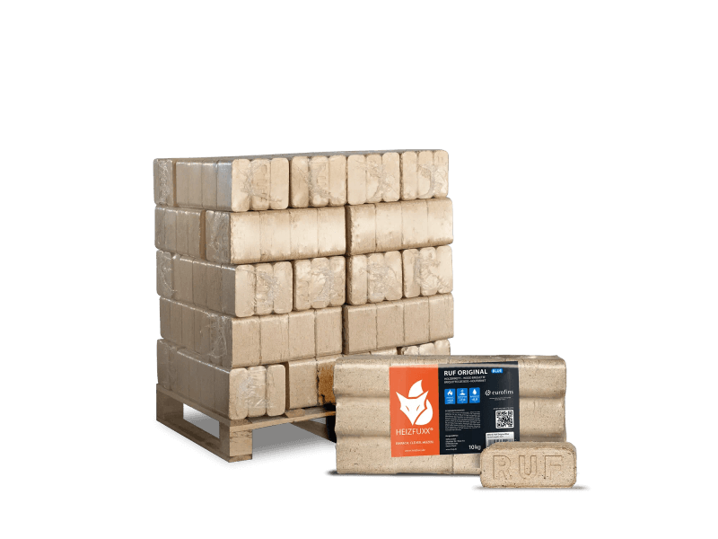 Heizfuxx RUF Original Blue Holzbriketts Nadelholz 10kg x 30 Gebinde 300kg Palette