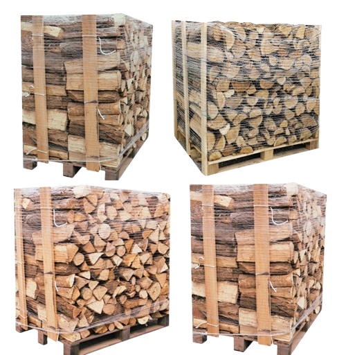 Kaminholz 40 cm – 4 Paletten – 2× Weißeiche und 2× Buche/Hainbuche – extra trocken