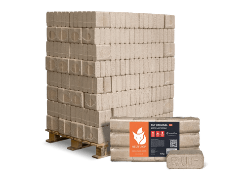 Heizfuxx RUF Original Red Holzbriketts Hartholz 10kg x 96 Gebinde 960kg Palette