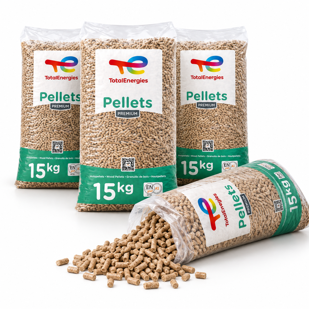 TotalEnergies Holzpellets – 15 kg Sack – 100 % Nadelholz, ENplus A1